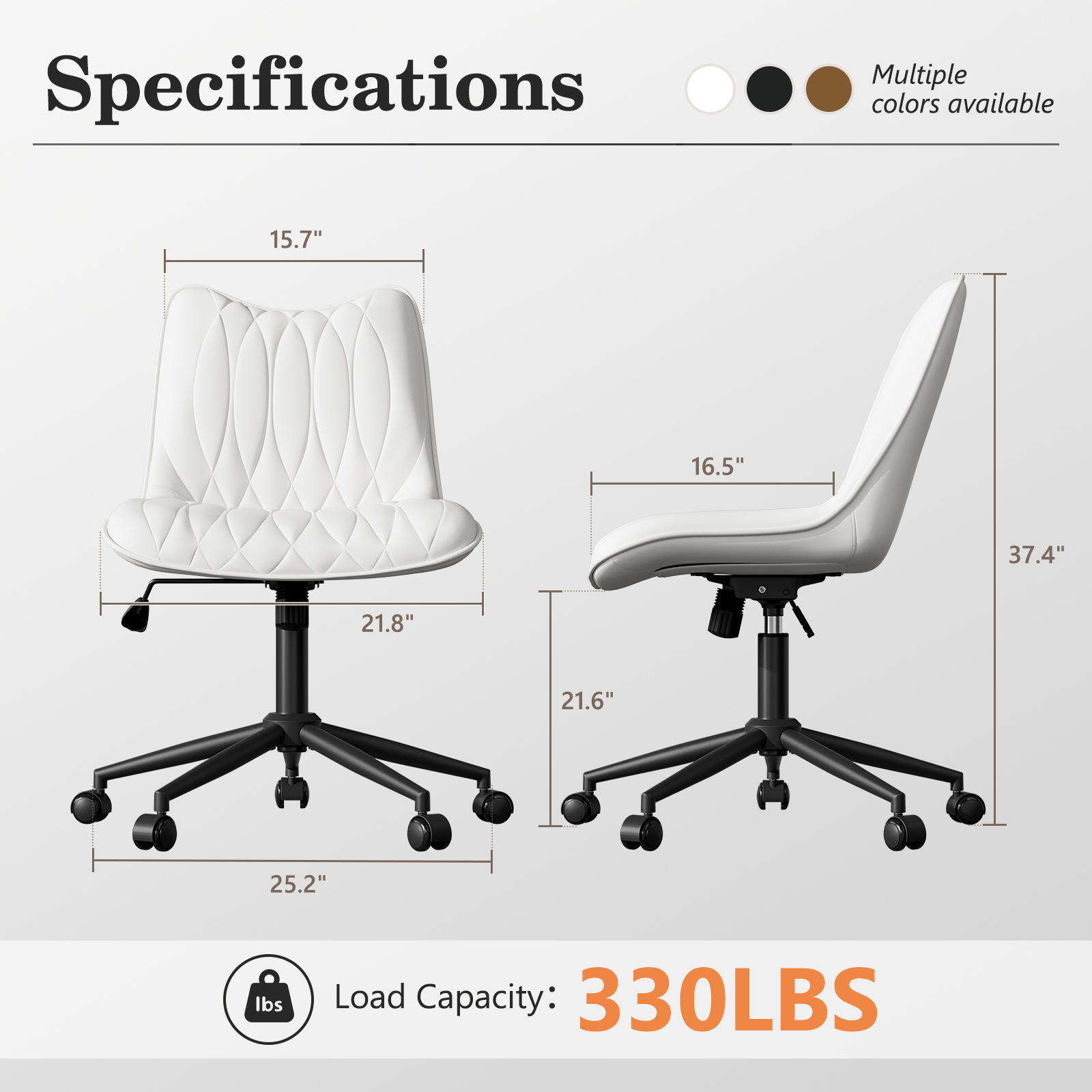 O265 Armless Office Chair - Image 2
