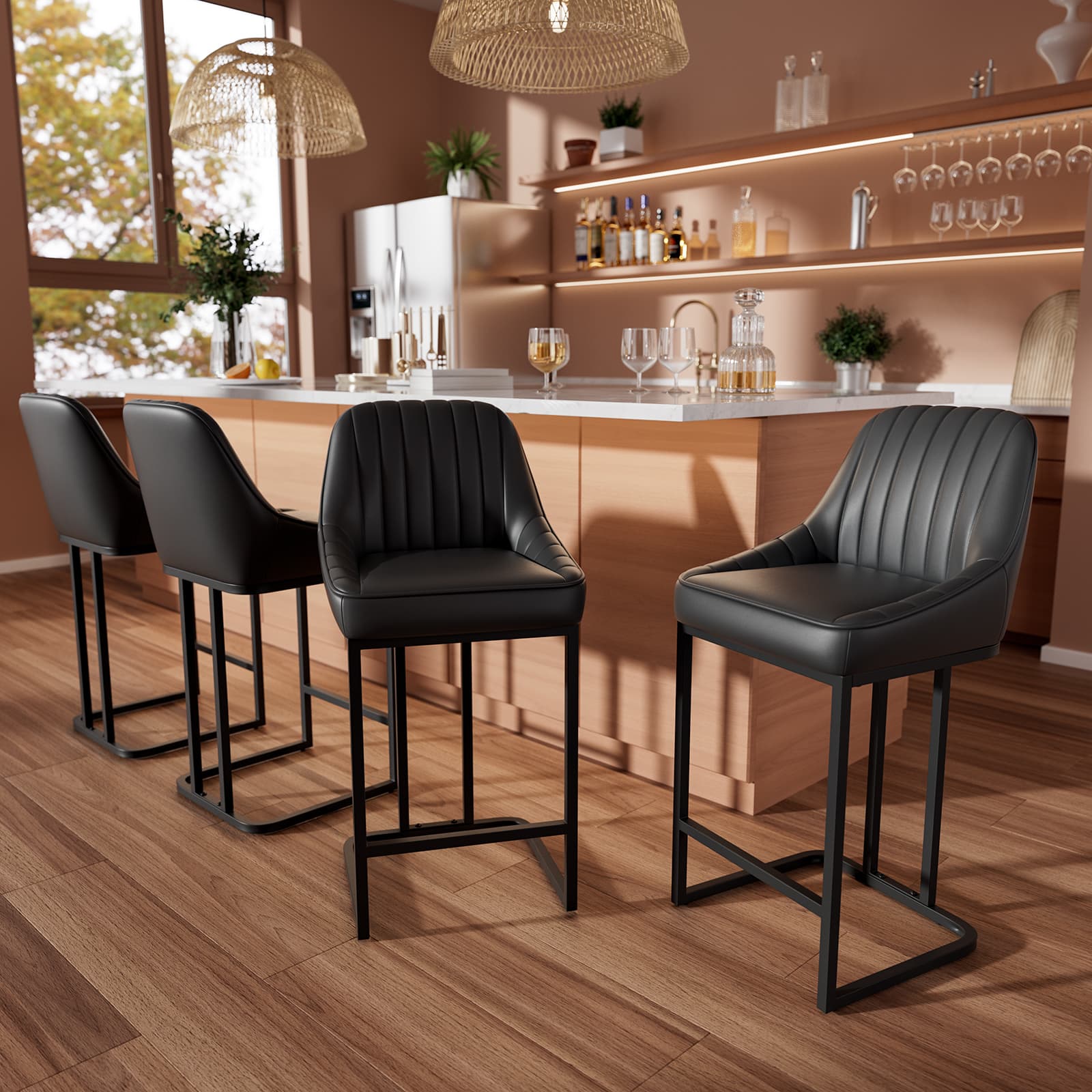 B318 Bar Stools Set of 2 Black - Image 8