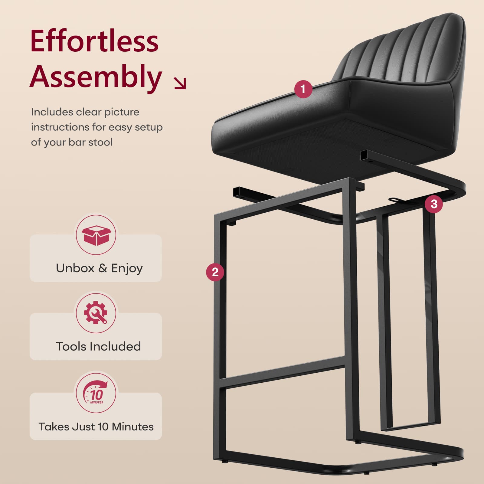 B318 Bar Stools Set of 2 Black - Image 5