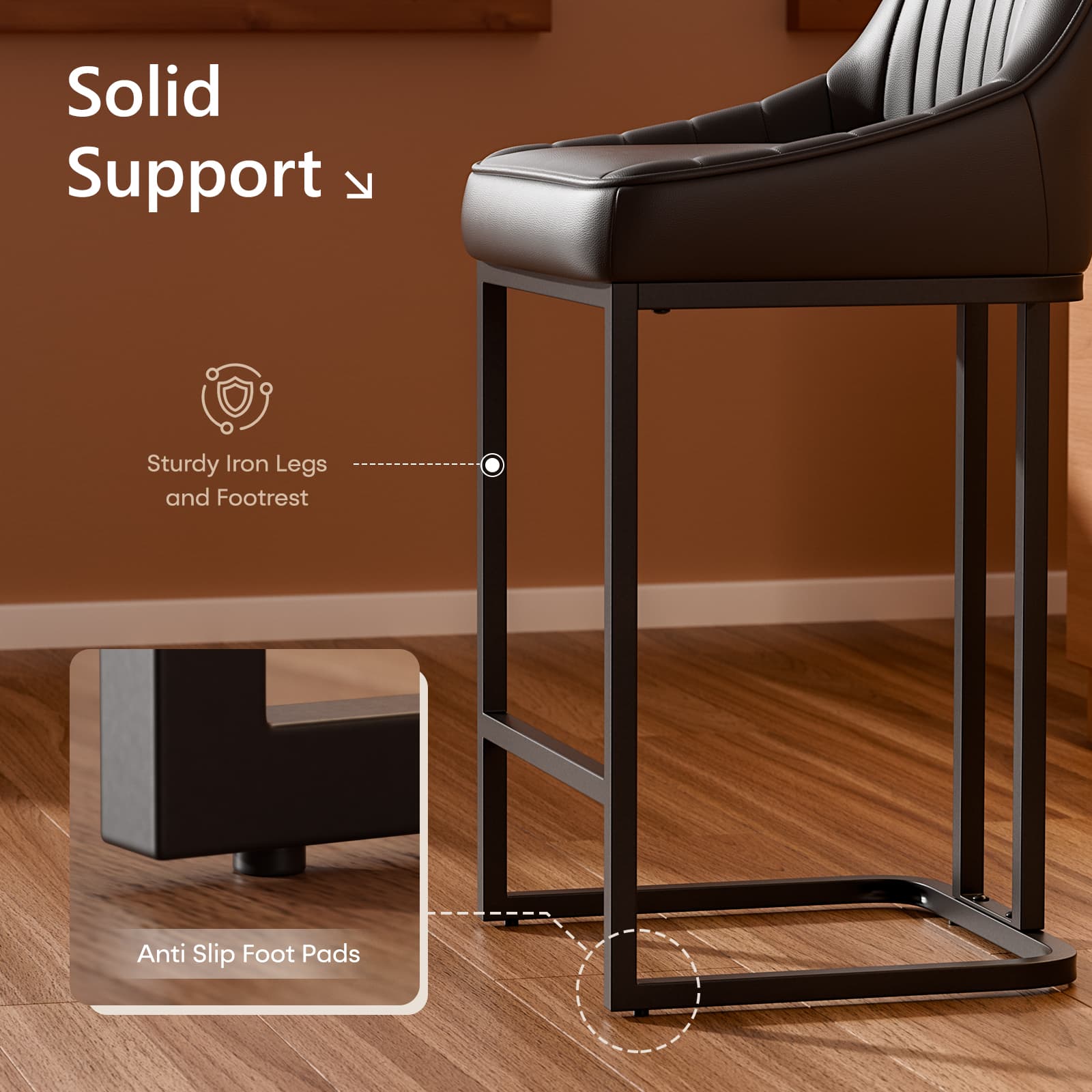 B318 Bar Stools Set of 2 Black - Image 4